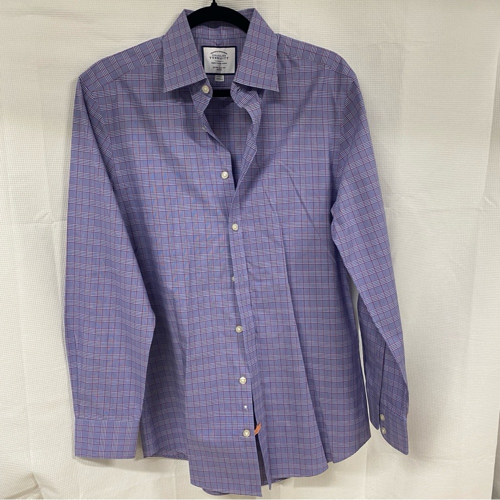 Charles Tyrwhitt Purple Windowpane Dress Shirt